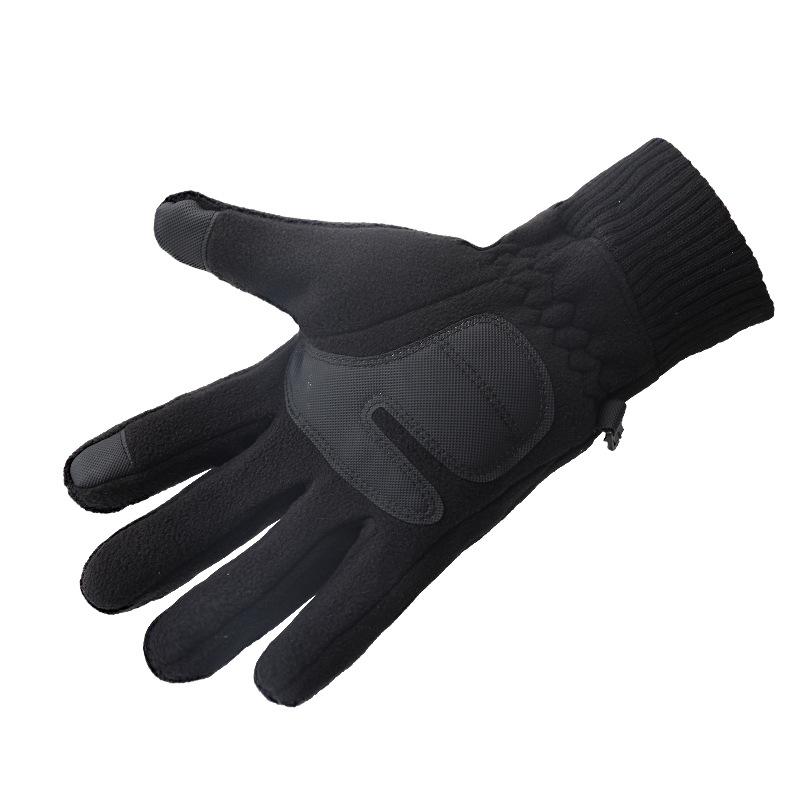 Warm Gloves Men's Polar Fleece Autumn and Winter Outdoor Cycling Sports Plus Velvet Windproof and Cold-proof Anti-slip Touch Screen Gloves