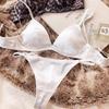 European and American French Satin Triangle Cup Bra and T-Pants Set - Sexy, Wireless, Comfortable