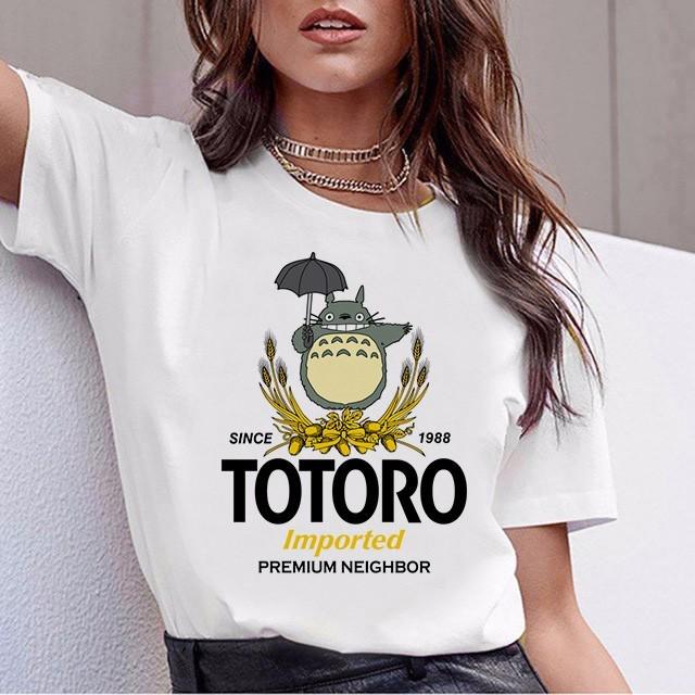 Anime Totoro T Shirt Women Top Tee Shirts Spirited Away T-Shirt Tshirt Korean Style Kawaii 90S Graphic Harajuku Female Ulzzang