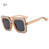 Crystal Oversized Sunglasses for Women Rhinestone Square Diamond Sun Glasses Retro Big Frame Sparkling Eyewear  New