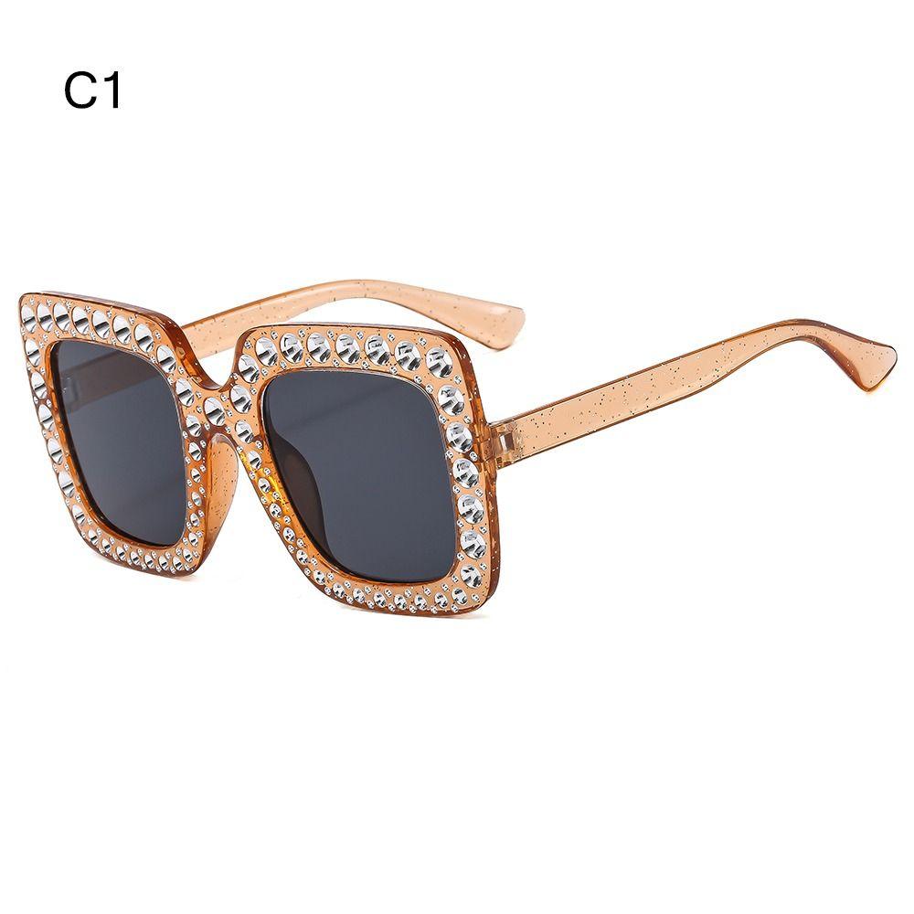 Crystal Oversized Sunglasses for Women Rhinestone Square Diamond Sun Glasses Retro Big Frame Sparkling Eyewear  New