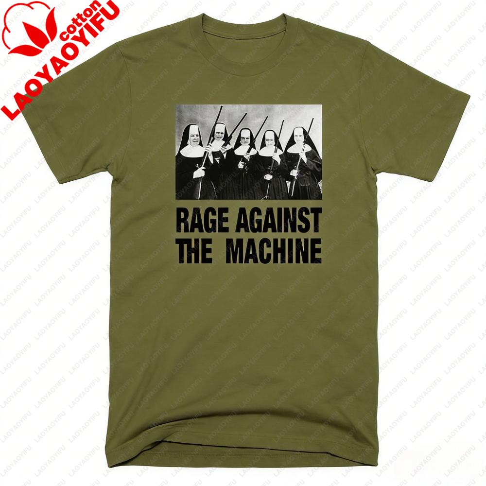 Unisex T Shirt Rage Against The Machine Nuns With Guns Rapmetal Band Tshirts Breathable Fitness Crew Neck Tops Ropa Hombre
