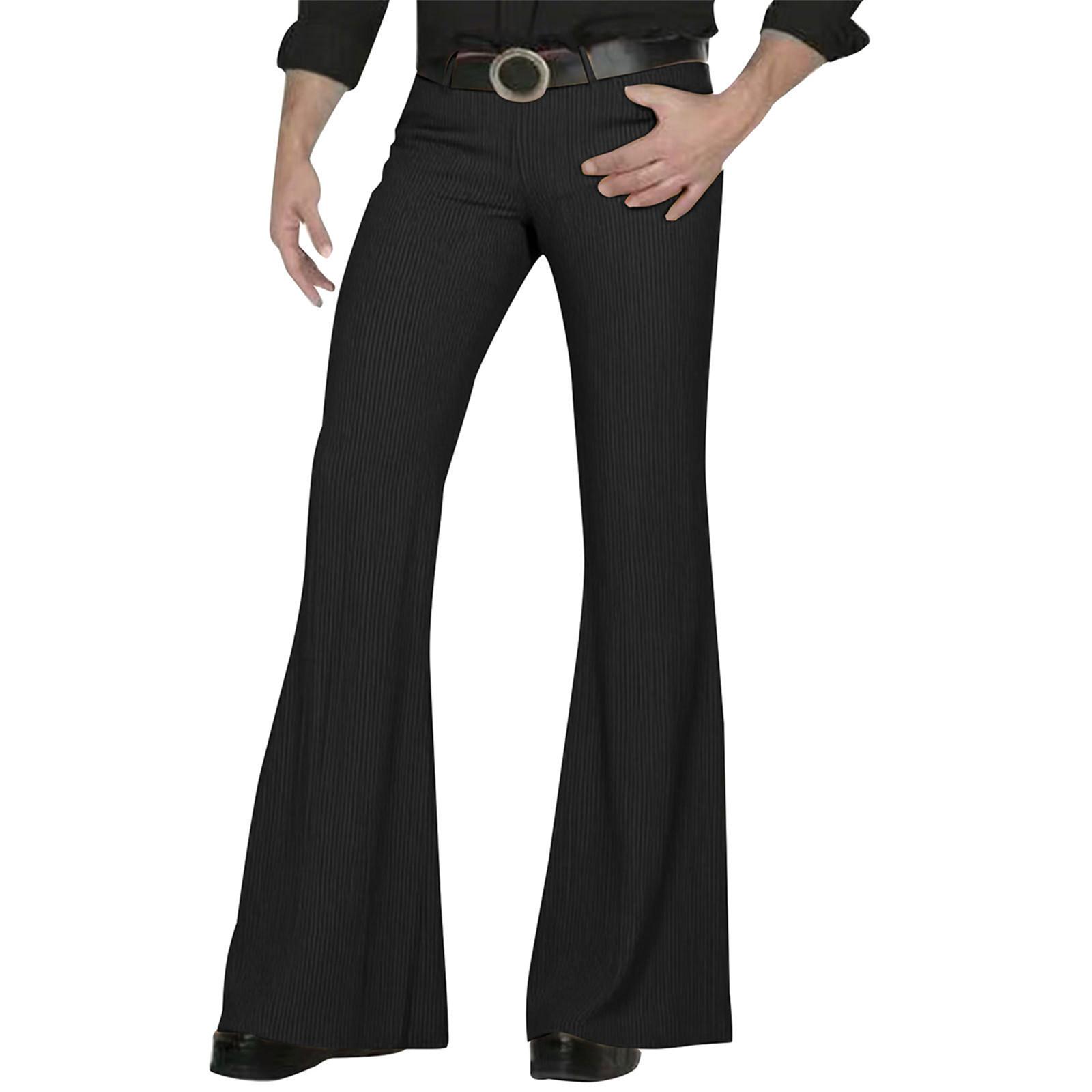 

Мужские повседневные модные расклешенные брюки в стиле ретро, длинные брюки M чёрный