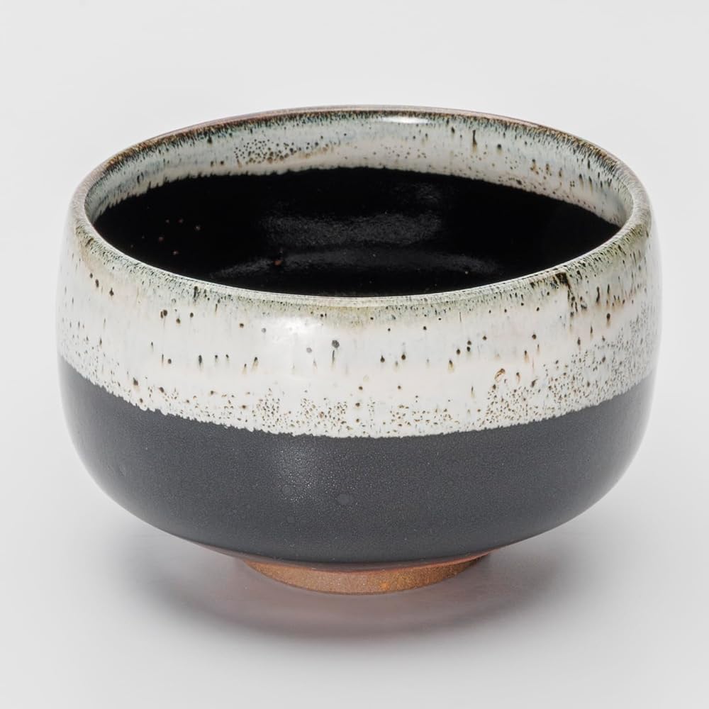 Mino Ware Matcha Bowl Black and White 12.5cm Diameter Japanese Tea Ceremony Ceramic Bowl