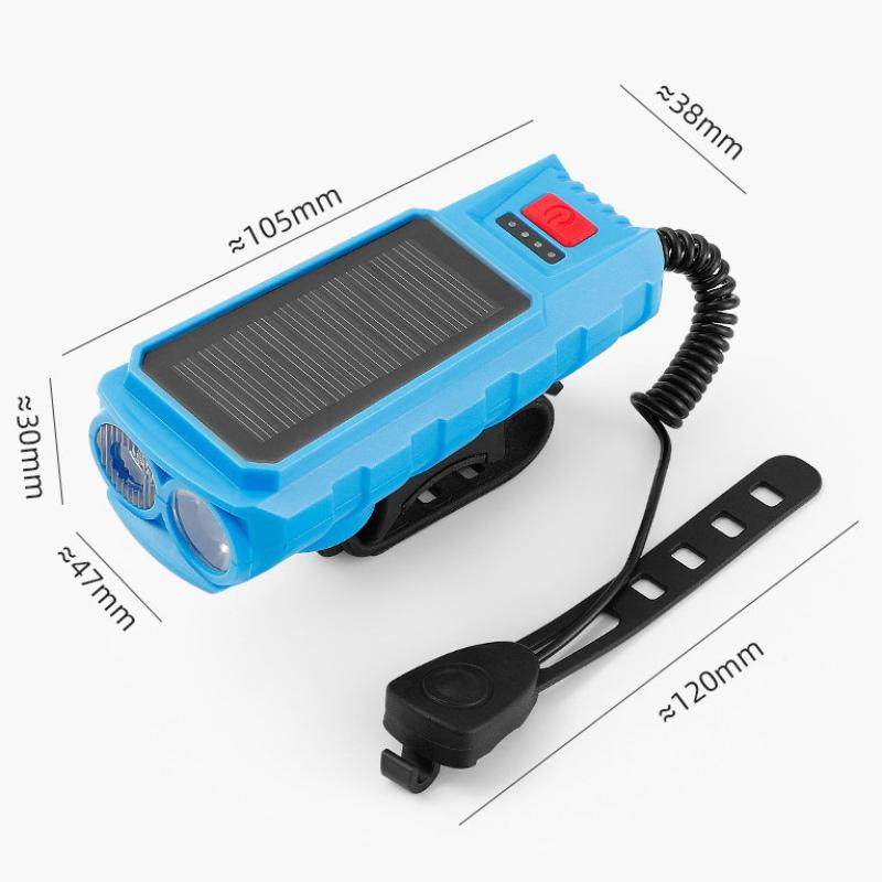 USB-wiederaufladbare Solar-Fahrradbeleuchtung mit Leistungsanzeige Berg-Rennrad-Frontleuchte Integriertes Horn Taschenlampe für Radfahren