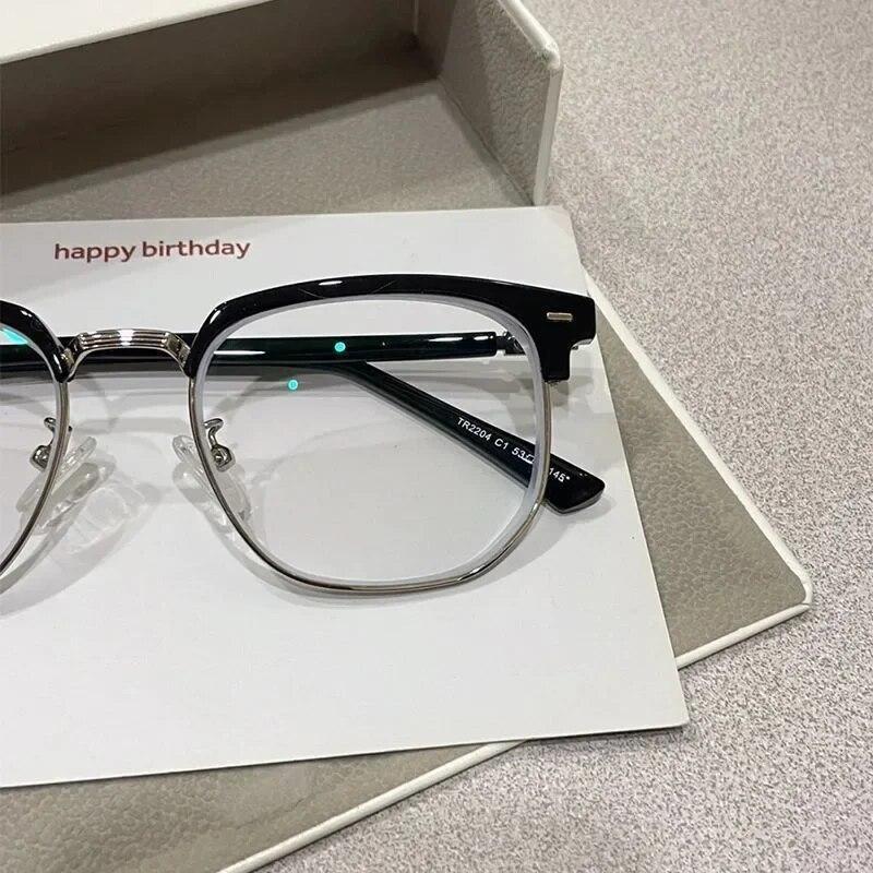 Photochromic Half Frame Myopic Glasses Outdoor Color Changing Near Sight Eyeglasses Anti-Blue Light Short Sight Eyewear