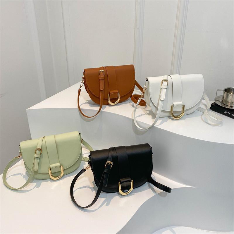 Chic And Trendy Pu Saddle Bag For Women Spring Summer Fashion Crossbody Bag With Stitching Design