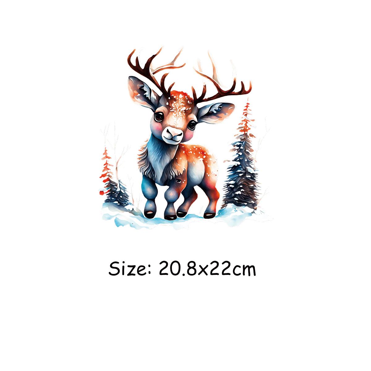 

Зимние наклейки с утюгом в виде оленей, наклейки для аксессуаров «сделай сам», джинсы в полоску, термопресс, аппликация, модные тканевые нашивки