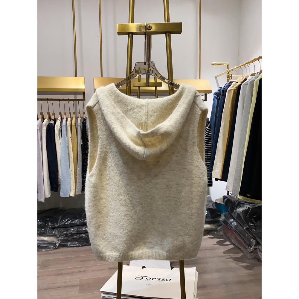 Dimanaf 2025 Plus Size Autumn Women Solid Sleeveless Vest Sweaters Knitting Buttons Casual Style Loose Sweater