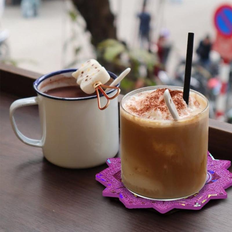 Mandalas Coaster Plaster Silicone Mold DIY Crystal Epoxy Resin Mold Holographic Flower Shape Cup Mat Casting Mold Craft