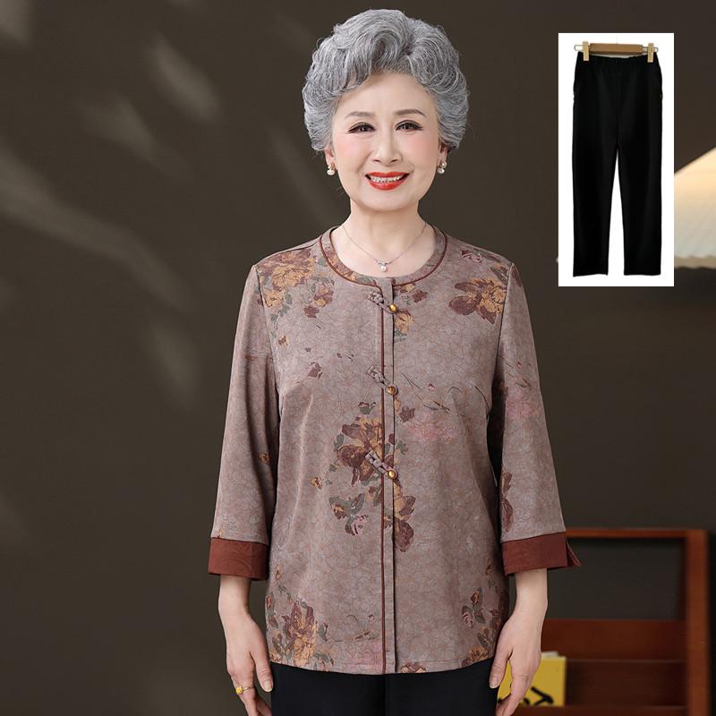 Elderly Women's Summer Chinese-Style Top - Grandma's Fashionable Shirt