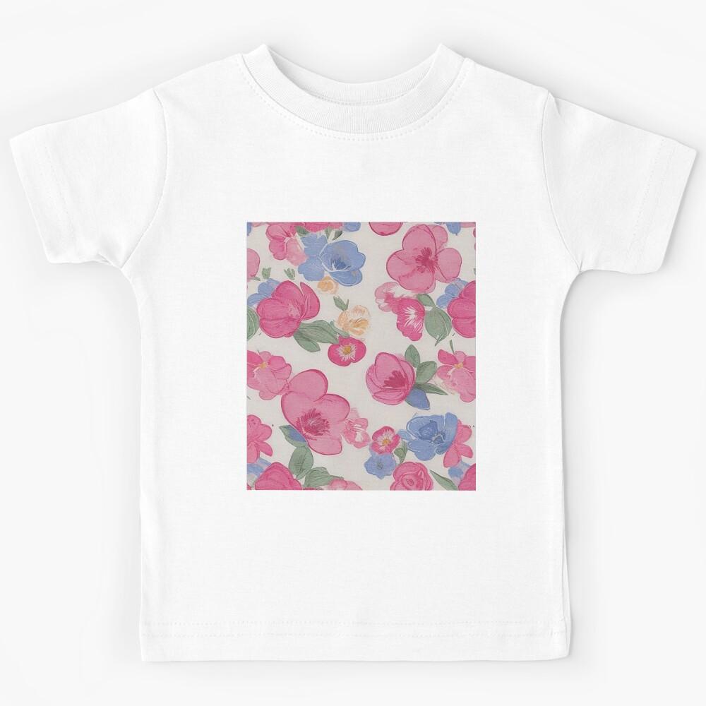Minimal Flower Pattern, Pastel colors, Dreamy, Seamless Pattern, Soft, Cozy, Pink Kids T-Shirt 150
