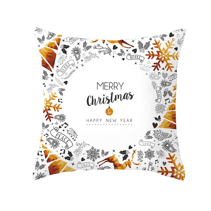 White Christmas Pillow Case Cute Santa Claus Elk   Cover Winter Snowflake Decorative Cases