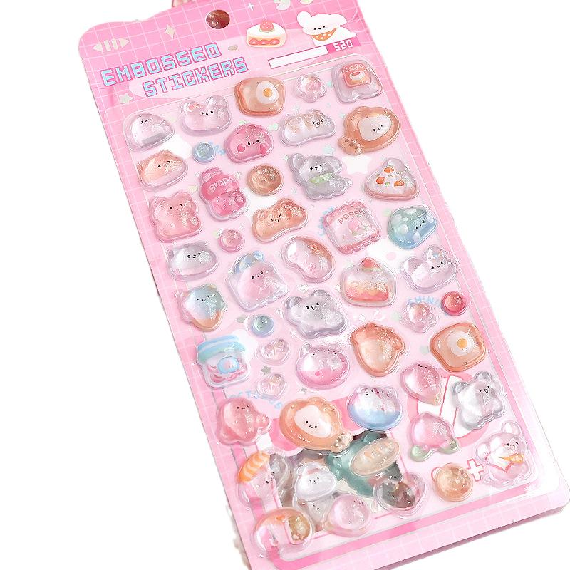 Creative 3D Relief Stickers Cartoon Diy Diary Stationery Stickers Funny  Decor Stickers Cute Aesthetic Stickers Gifts