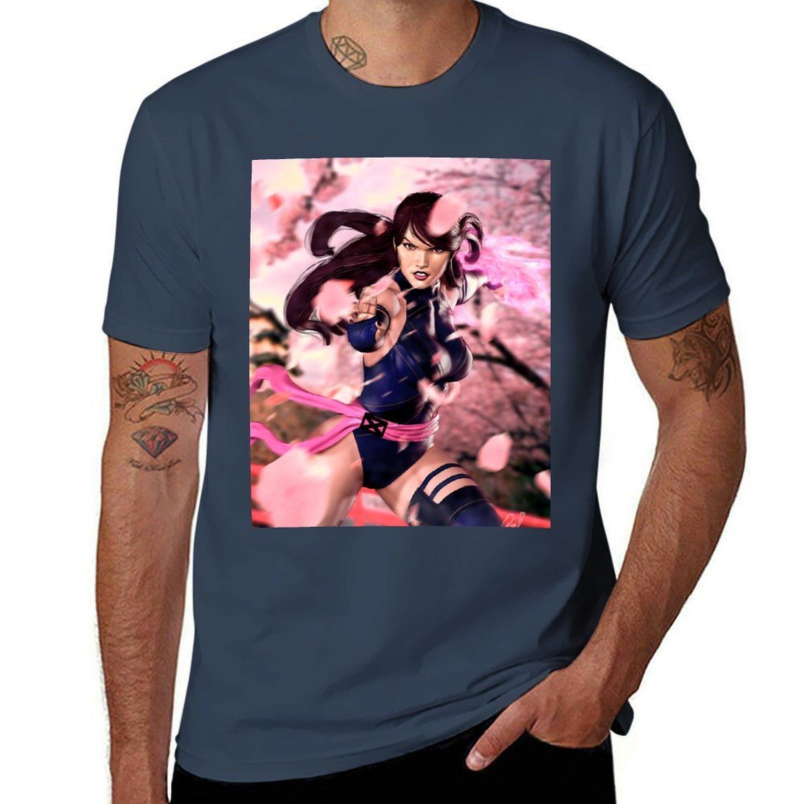 Ninja Bishoujo Psylocke TShirt Basic Plain Short Sleeve Crew Neck Tee S