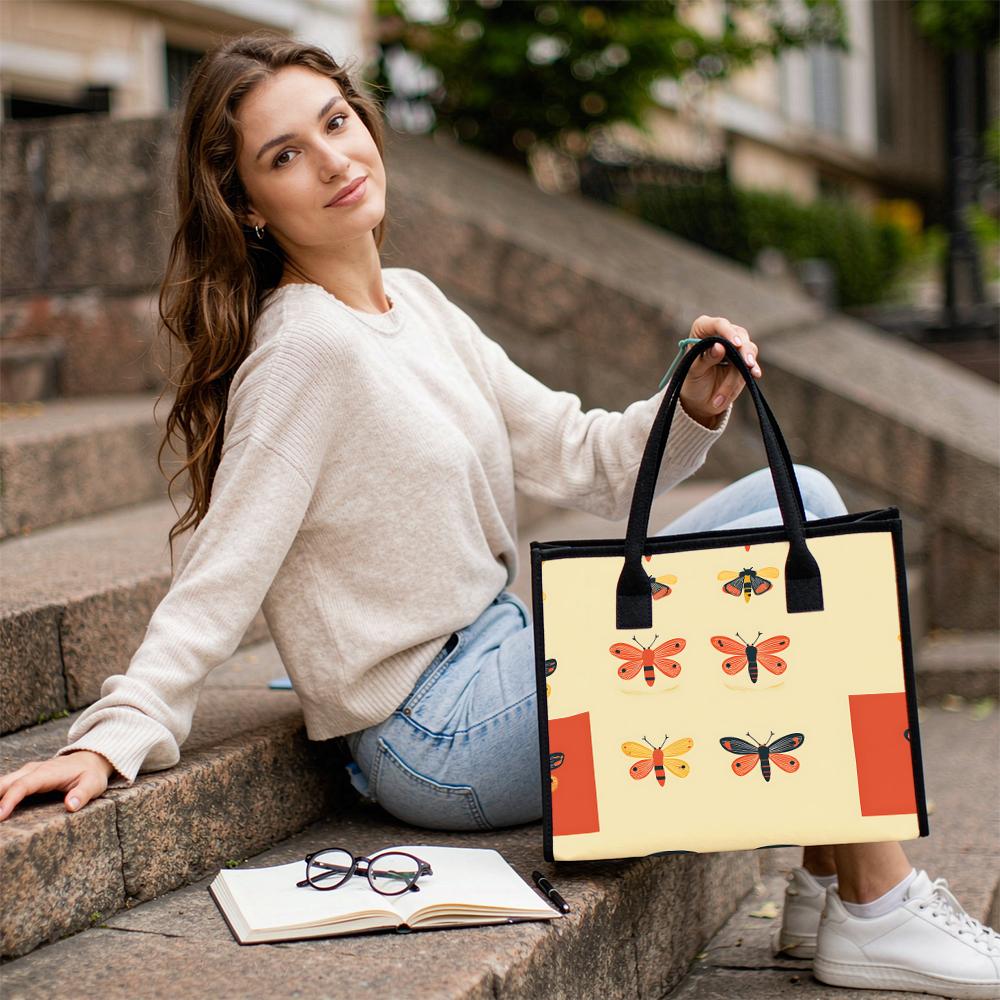 Cute Insect Printed Tote Bag Casual Large Capacity Handbag for Daily Use