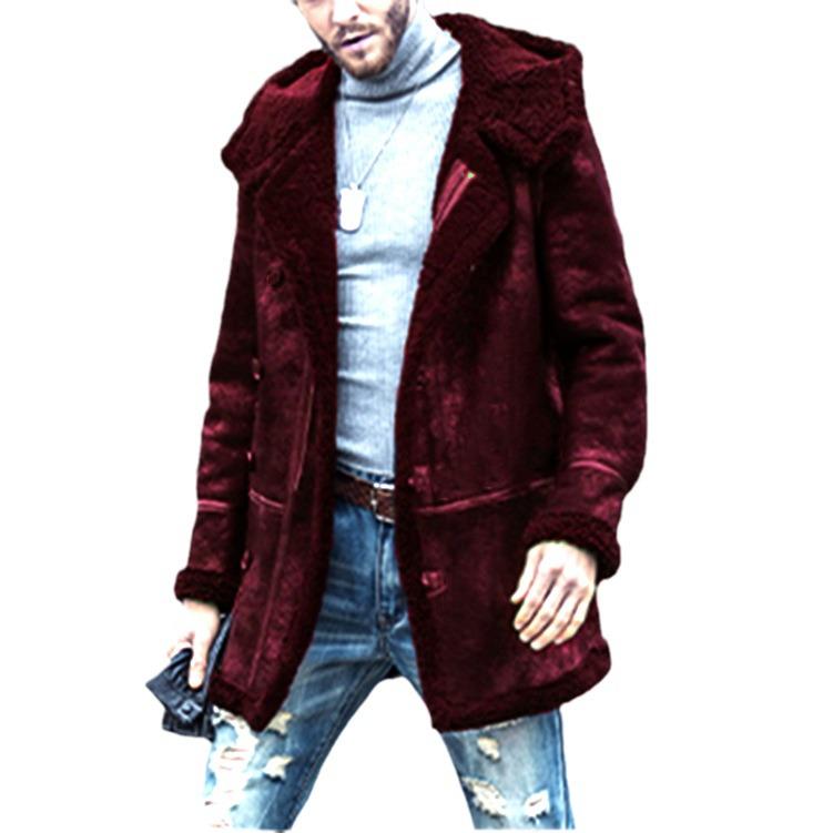 Men's Winter Faux Leather Velvet Lambswool Overcoat - European Style Bestseller 2023