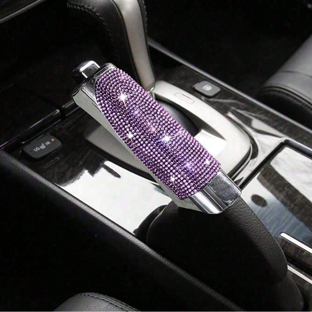 1pc Car Handbrake Cover, Bling Crystal Rhinestone Dedicated Side Brake Protective Cover, Car Accessories
