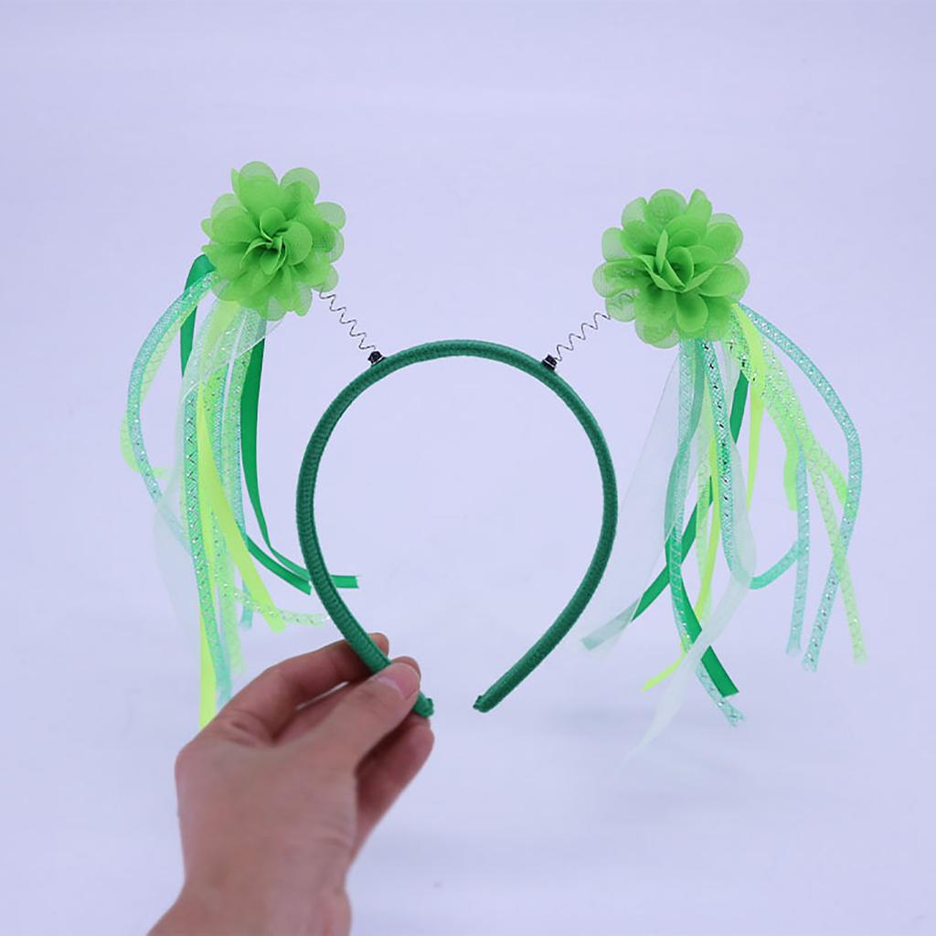 Adult Saint Patricks Day Headband/Magic Wand Green Color Irish Party Festival Flower Hair Hoop for Teens Headpiece