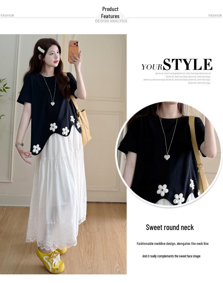 2026 Summer Floral T-shirt & Skirt Set: Versatile, Loose, Irregular Design