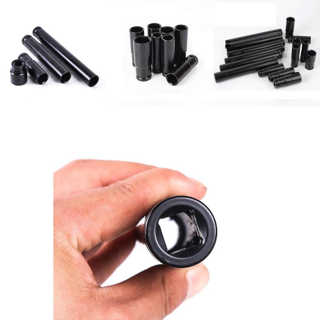 Premium Metric 17-24mm Black Pneumatic Extra-deep Hex Socket Set With Long Length Options