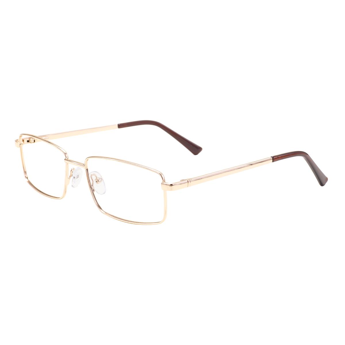 

Men Women Metal Large Full Rim Spectacle Rectangular Big Classic Glasses Frame With Spring Hinge For Optical Prescription Lenses золотой