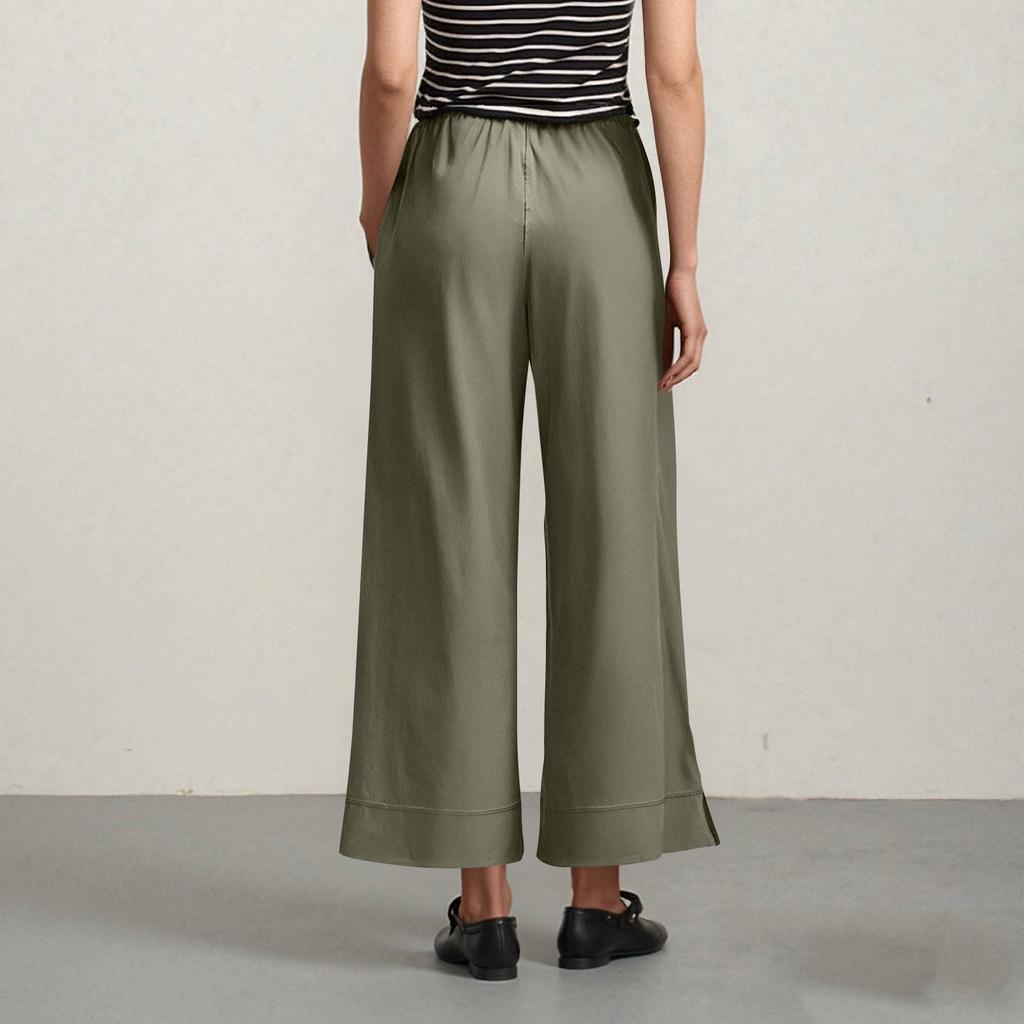 Women's Casual Fashion Pants Color Straight Leg Split With Pockets