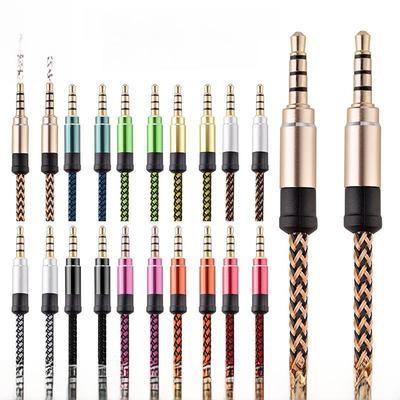 1.5m Gold-Plated Velcro Braided Aux Cable, 3.5mm Male-to-Male, 3m Extension for Car or Live Broadcast