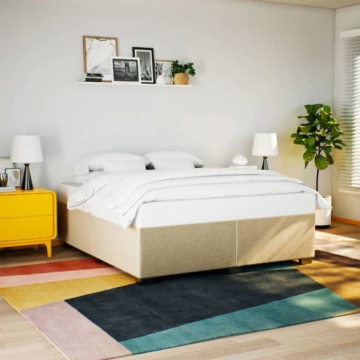 Maison Exclusive - Sommier à lattes de lit avec matelas Crème 180x200 cm Tissu