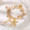 Bohemian Beach Style Bracelet For Women Gold Color Big Starfish Shell Conch Charm Bangle Girls Summer Vacation Jewelry Accessory