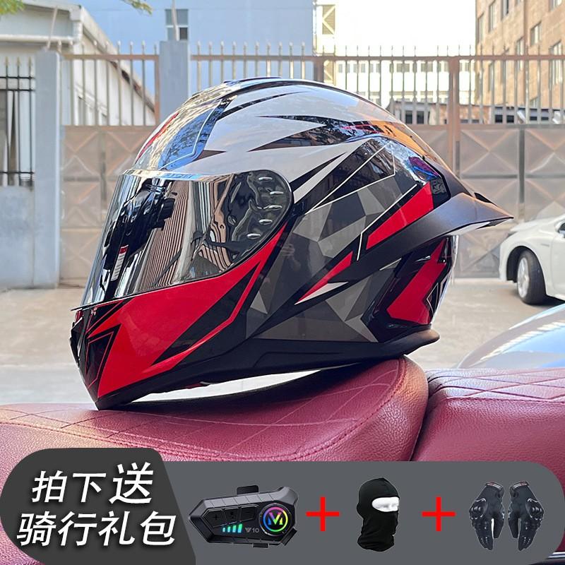 ECE/GB Certified Full Face Motorcycle Helmet With Bluetooth Intercom Men Women Use Large Rear Wing Stylish Design