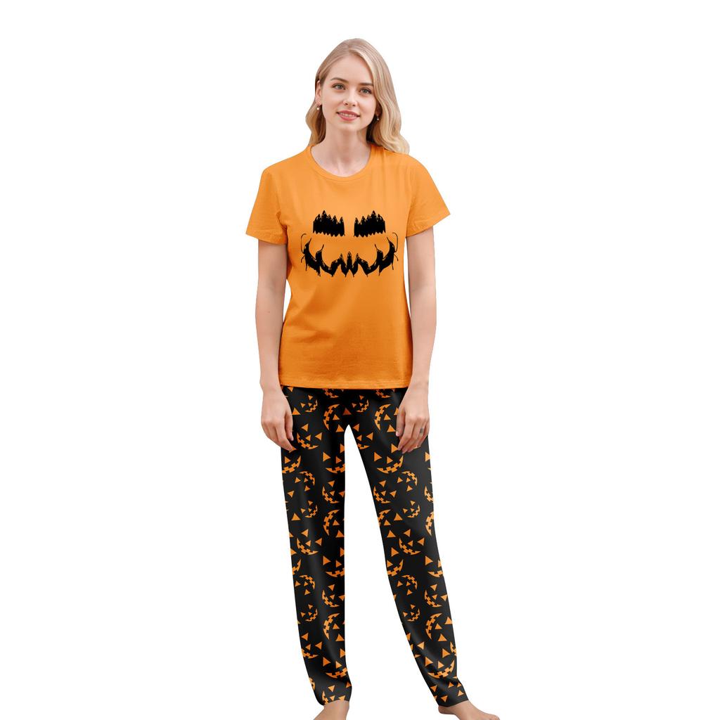 Print Cute Family Set Pajamas, Home Clothes, Family Set short Sleeve Top Pants Set