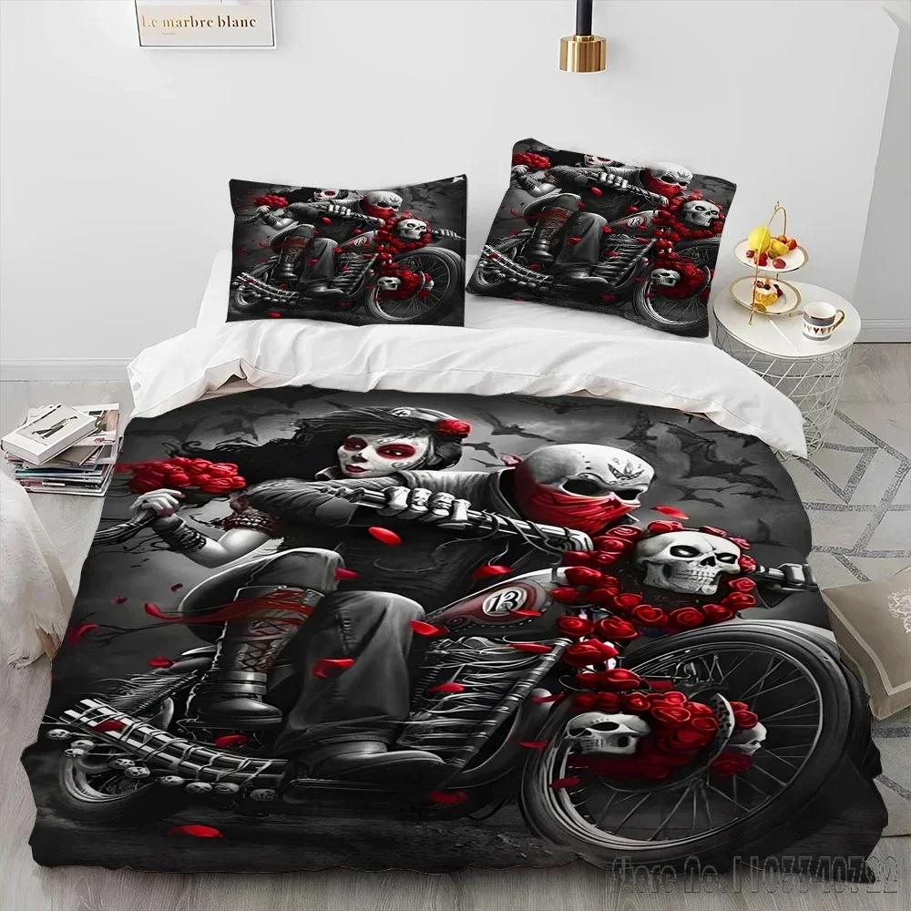 3D Horror Gothic Female Skull Dead Girl Duvet Cover Set HD Comforter Cover for Kids Bedding Sets Bedclothes Bedroom Decor