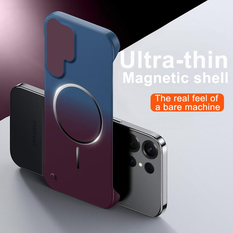 For Samsung Galaxy S26, S26 Plus, S26 Ultra, S25, S25 Ultra Metal Frameless Phone Case with Magnetic Attachment, Smooth Feel