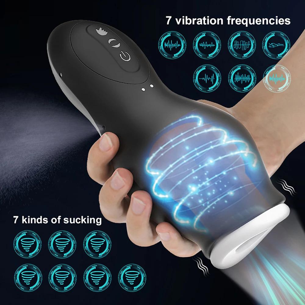 Masturbator For Men Automatic Sucking Male Machine Oral Penis Vibrator Sex Toy For Men Masturbation Cup Silicone Blowjob Machine