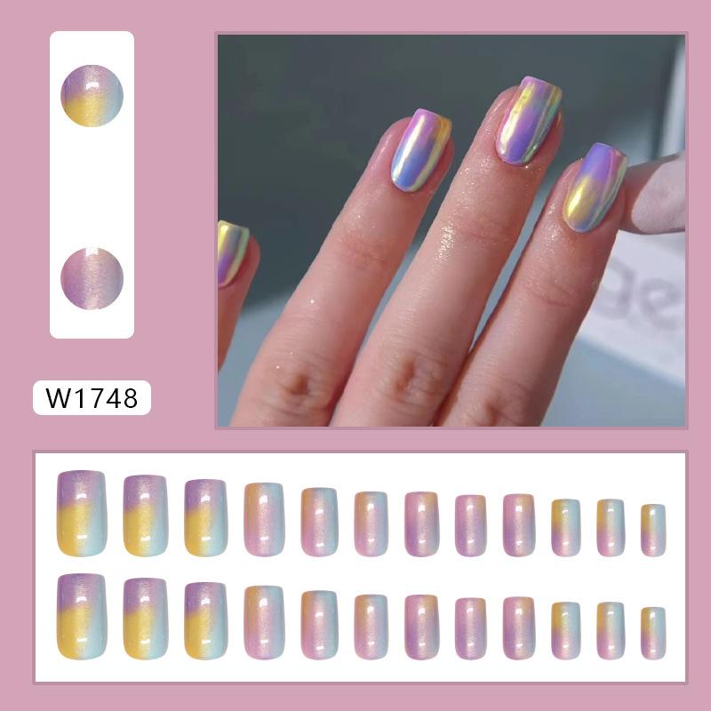 

Накладные ногти Simple Wear Nail Pink Purple Rainbow Tie-Dyed Накладные ногти Sweet Removable Nail Art Tablets 24 шт.