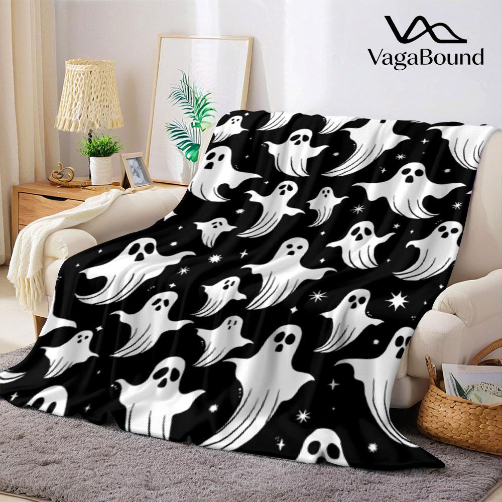 Schattige Spook Flanellen Deken Warm Zacht Halloween Kerstmis Bank Warm Gezellig Decoratief Decor Cadeau voor Elk Seizoen