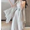 Abito Qipao di Designer a Spalle Scoperte con Maniche Ampie e Gonna Svolazzante da Fiaba