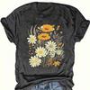 Fashion Women Creative Skull Rose Letter Turtle Cross Flower Print T Shirt Funny Casual O-neck Short Sleeves T-shirt Summer Female Tee Shirt