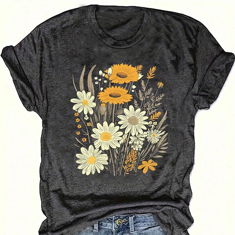 Fashion Women Creative Skull Rose Letter Turtle Cross Flower Print T Shirt Funny Casual O-neck Short Sleeves T-shirt Summer Female Tee Shirt