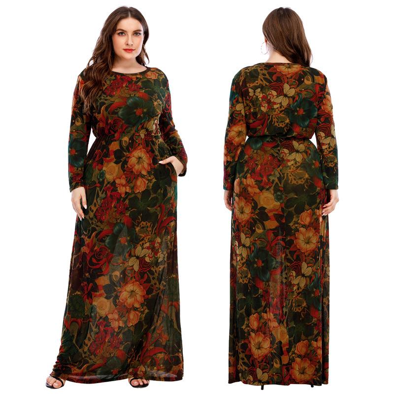 Plus Size Women's New Autumn Long Sleeve Print Dress