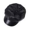 Women's Fashion Sheepskin Leather Octagon Beret Hat Duck Tongue Cap for Winter