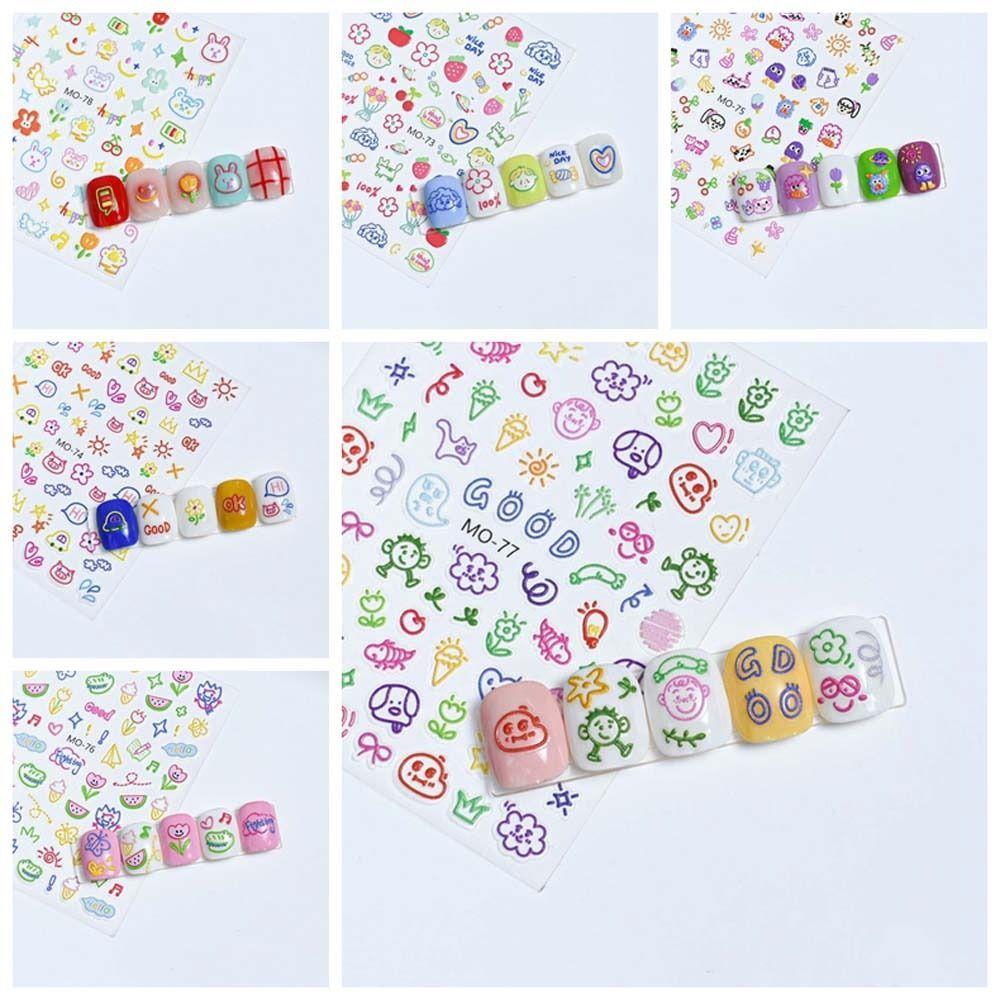

DIY Nail Charms Dopamine Cartoon Nail Stickers Dopamine Flower Nail Decoration Kids Toys