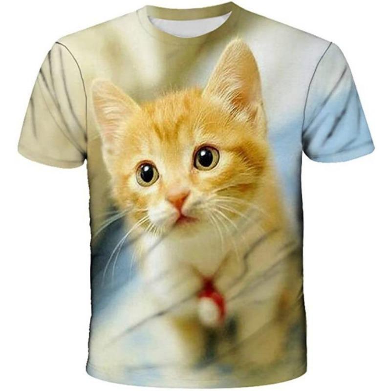Streetwear 3D Animal Tricou Bărbat 3D Pisică Imprimare Tricouri Amuzant Hip Hop Bărbați Casual mânecă scurtă Tricouri Vară Top
