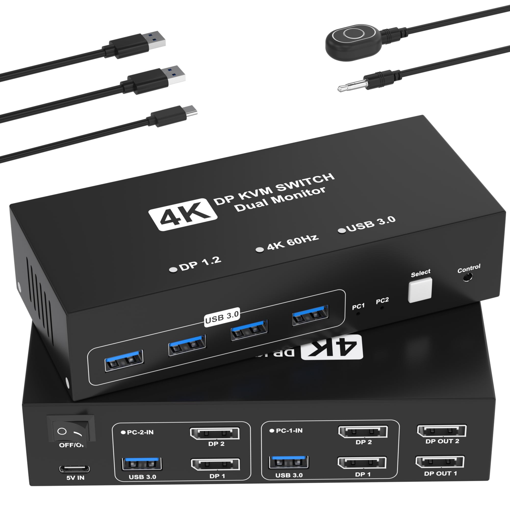 DisplayPort KVM 2 Dual Switches Between 2 PCs and 2 4 USB Supports Display PC USB PC USB Remote Power and Japanese Instruction Manual Switch, Inputs/2 чёрный