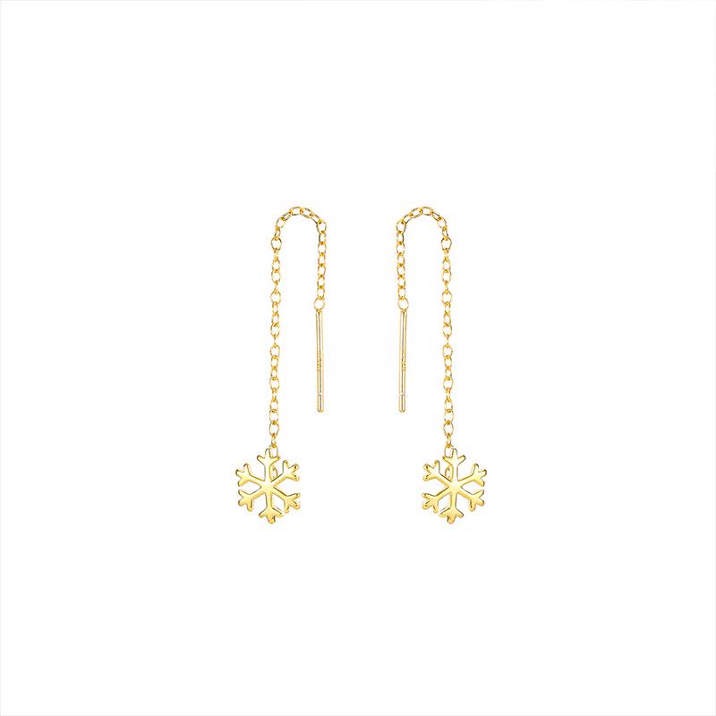 Banyan Tree S925 Silver Snowflake Tassel Earrings for Women – Korean Style
