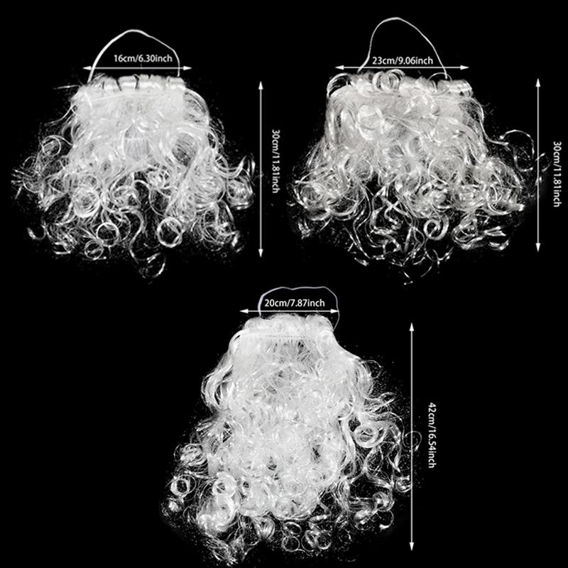 Santa Claus Beard Curly Fluffy Costume Adults/Kids Christmas Performance Santa Fake White Handlebar Mustache For Party NEW
