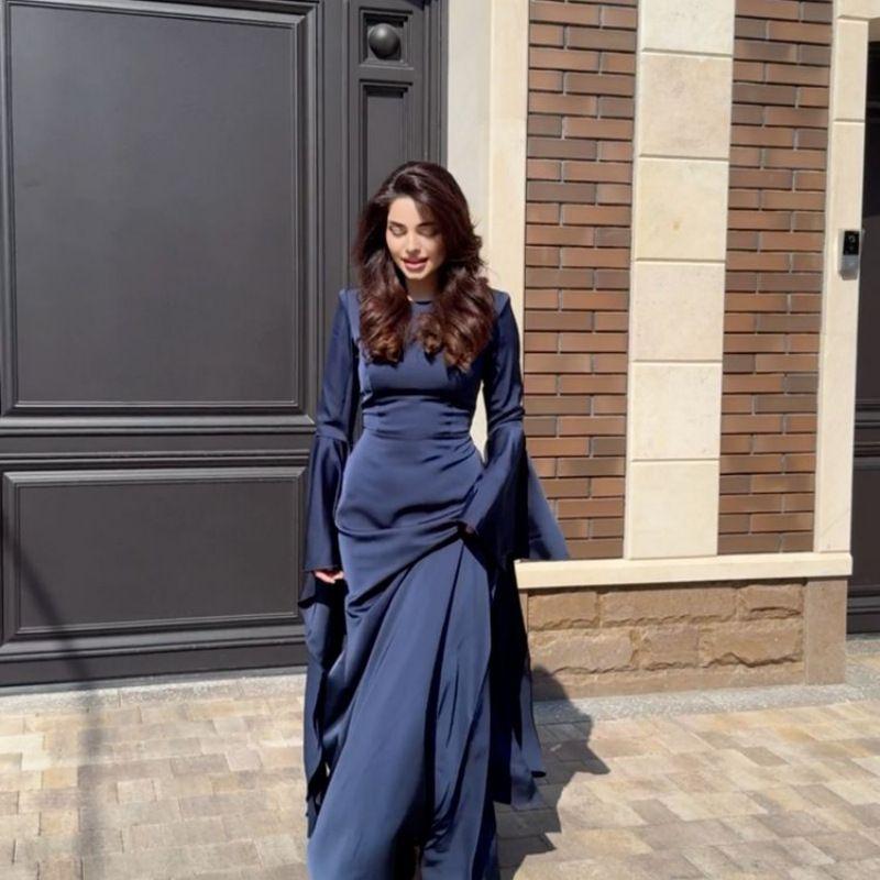 

Autumn and Winter New Women clothes Big Hemline Evening dress Dress Women Evening Gown Blue XXL