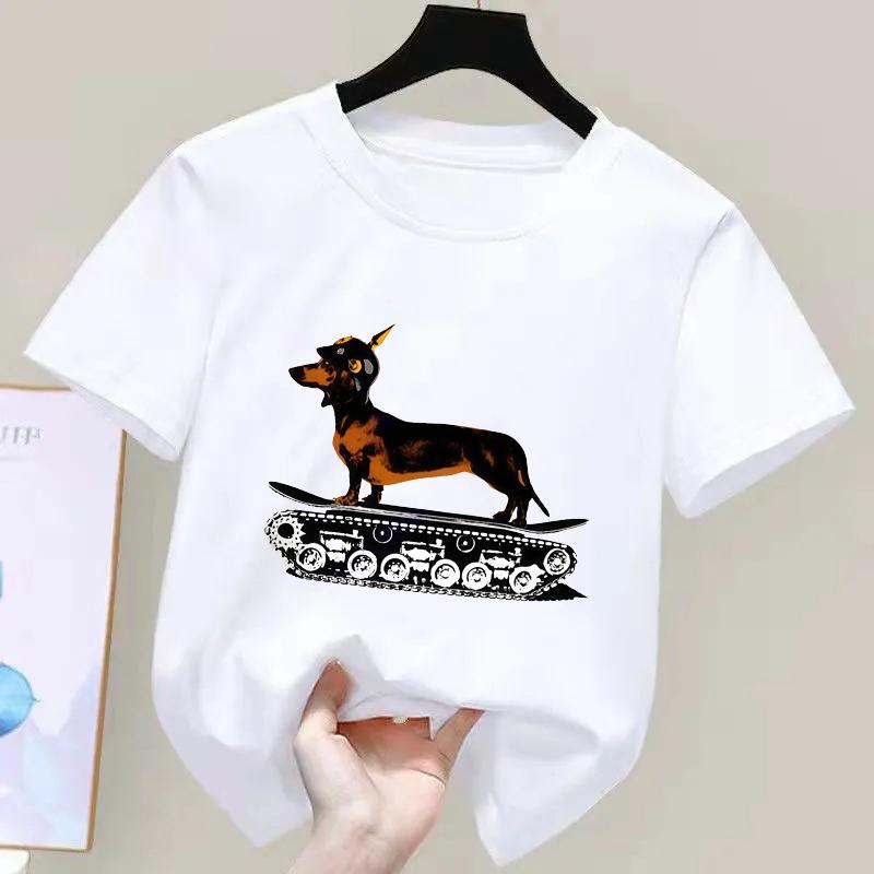 Dachshund Teckel Funny Cute Dog Animal TShirt Kid Girls Short Sleeve Summer Fashion Tshirt Casual Fashion Tee Shirt ONeck Tops