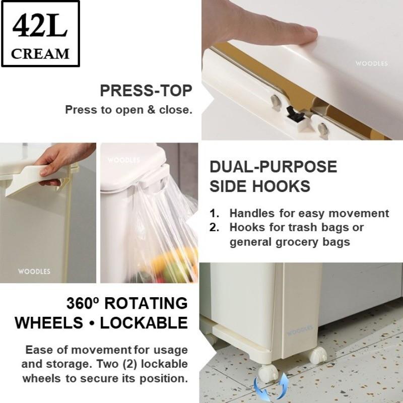 Household 2 Tier Sorting Bin 360° Rotating Wheel Kitchen Rubbish Recycle Wheel Kitchen Rubbish Recycle Dustbin Large Capacity Practical Garbage Trash